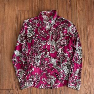 Talbots Men's Paisley Shirt - Red and Black